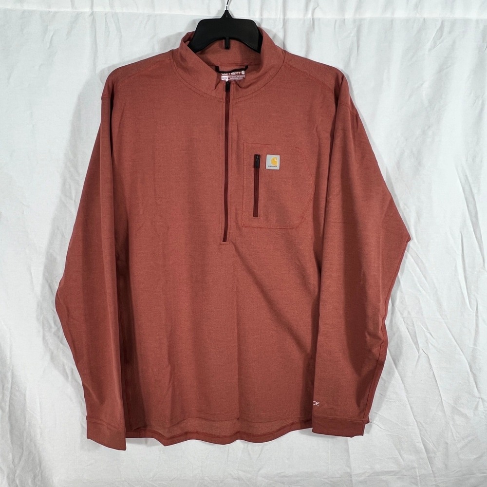Carhartt Shirt Mens 2XL Red Heather Quarter Zip Long Sleeve‎ Workwear Outdoor